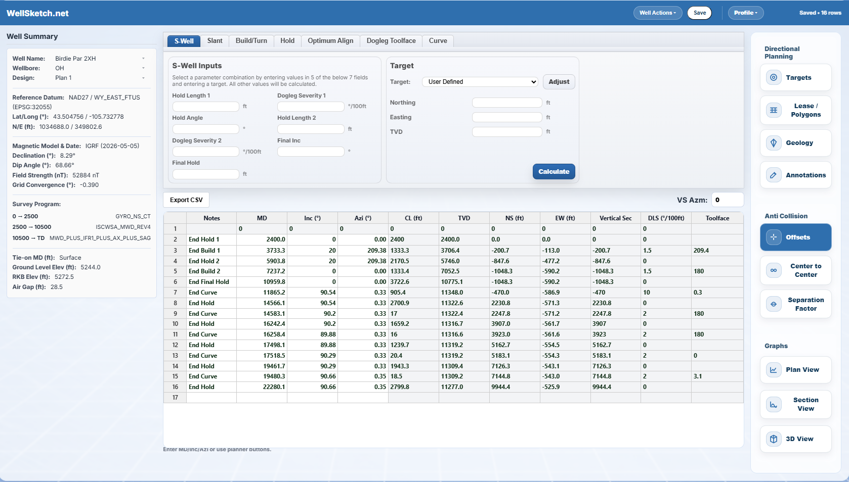 DirectionalPlan.com survey plan view